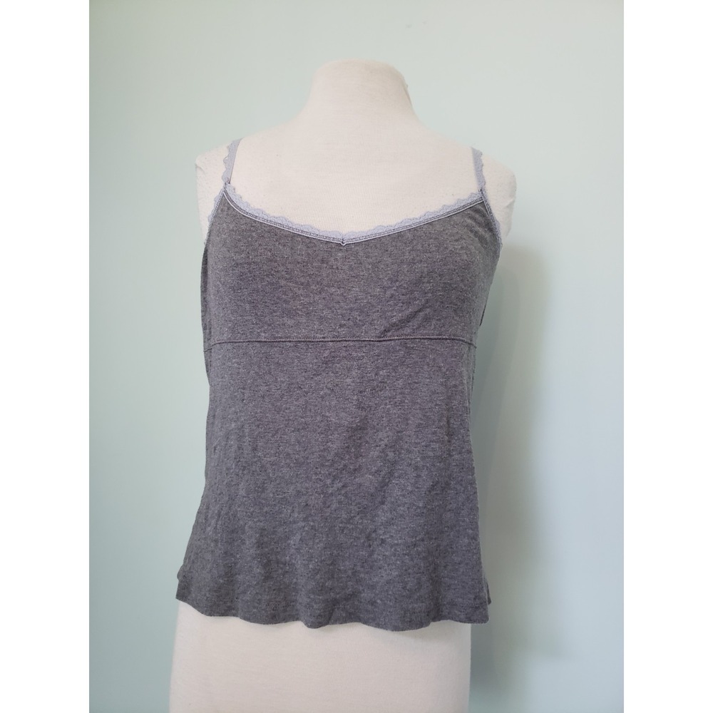 VTG Y2K Victoria's Secret Women's XL Lace Tank Camisole Gray Lace Soft‎ Stretch